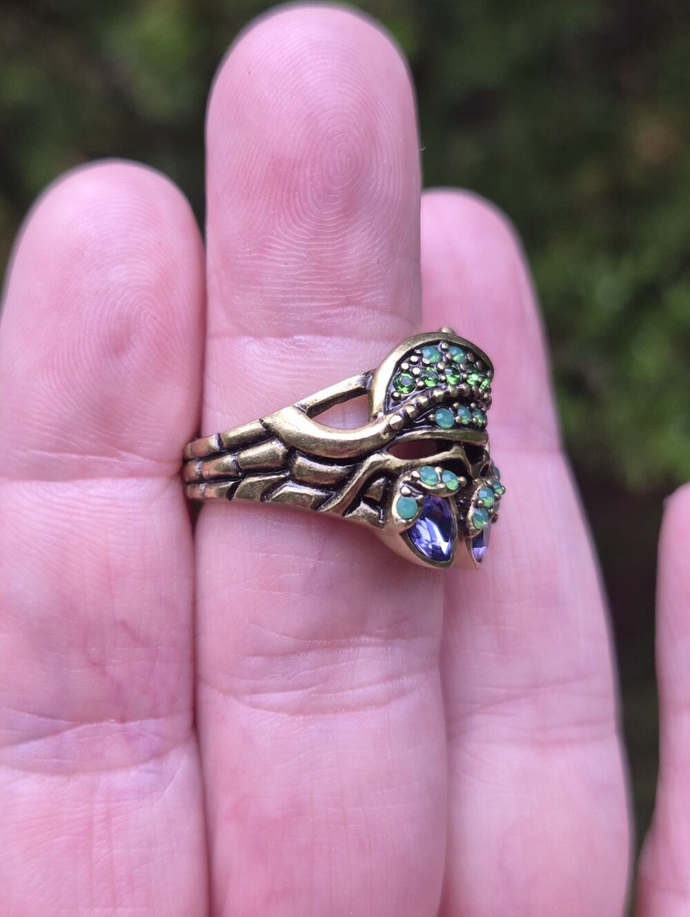 Heidi Daus Leaf Blue Fruit Berries Berry Crystal Ring Size 8 Retired Rare - Picture 3 of 8